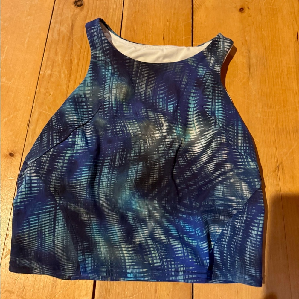 Lululemon Blue-patterned leggings top and shorts set - Picture 6 of 12